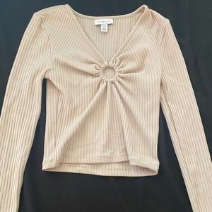 Topshop cream long sleeve top size US 6